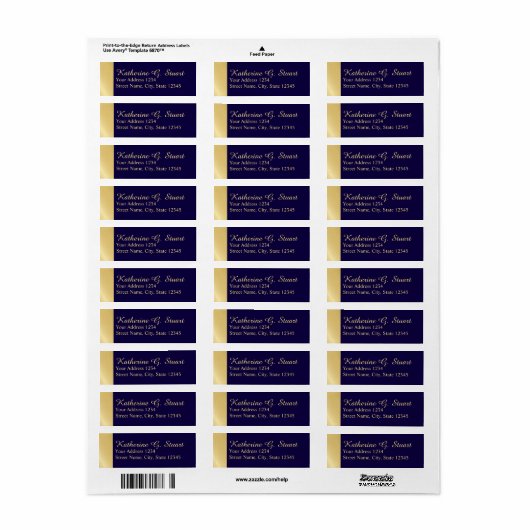 Navy Blue en Gold Modern Elegant Etiket (Full Sheet)
