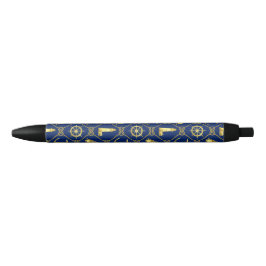 Navy Blue en Gold Nautical Zwarte Inkt Pen