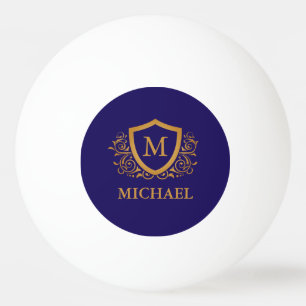 Navy Blue en Gold Personalized Monogram Name Pingpongballen