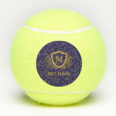 Navy Blue en Gold Personalized Monogram Name Tennisballen (Achterkant)