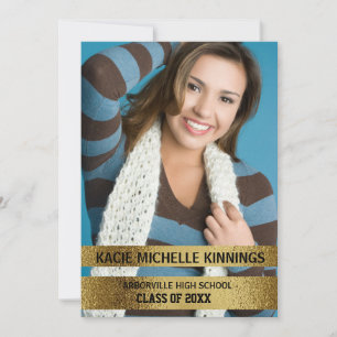 Navy Blue en Gold Photo Trunk Party Kaart