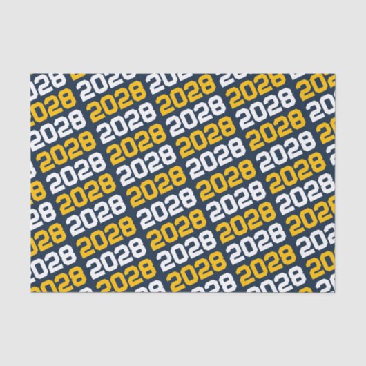 Navy Blue en Gold Repeating Class Year Afstuderen Tissuepapier (Voorkant)