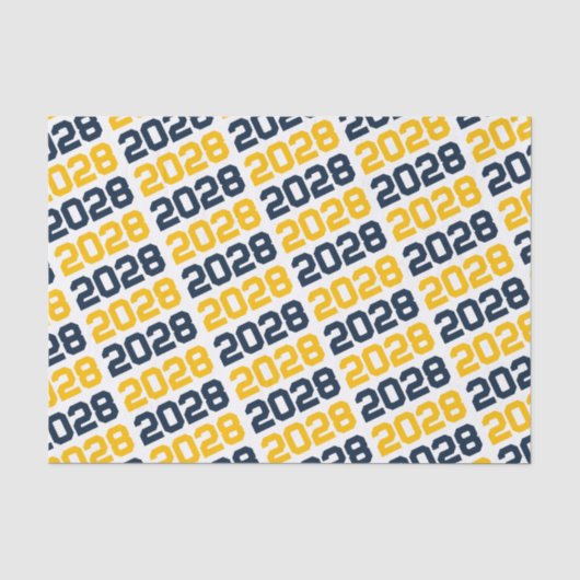 Navy Blue en Gold Repeating Class Year Afstuderen Tissuepapier (Voorkant)