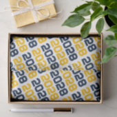 Navy Blue en Gold Repeating Class Year Afstuderen Tissuepapier (Geschenk)