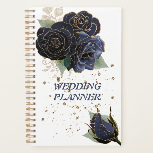 Navy Blue en Gold Rozen Wedding Planner (Voorkant)