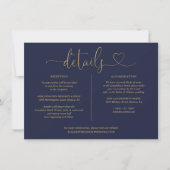 Navy Blue en Gold Script Details Informatie Kaart (Voorkant)