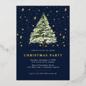 Navy Blue en Gold Stars | Modern kerstfeest Folie Uitnodiging (Voorkant)