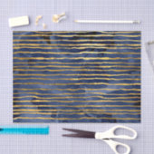 Navy Blue en Gold Striped Pattern Tissuepapier (Craft)