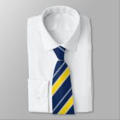 Navy Blue en Gold Striped Stropdas (Gebonden)
