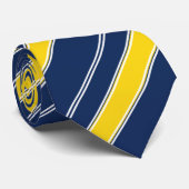 Navy Blue en Gold Striped Stropdas (Opgerold)