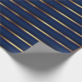 Navy Blue en Gold Stripes Cadeaupapier (Hoek)