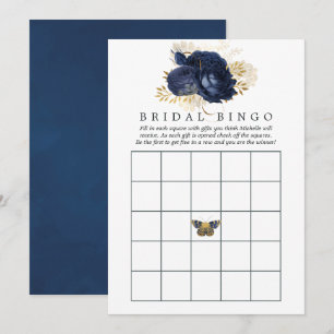 Navy Blue en Gold Vrijgezellenfeest Bingo Kaart