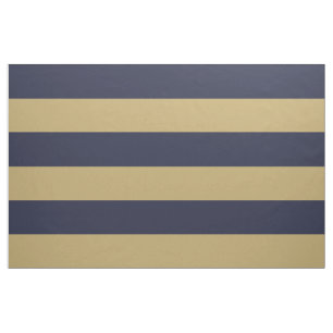 Navy Blue en Gold Wide Stripes op grote schaal Stof