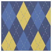 Navy Blue en Gold Yellow Argyle Pattern Stof (Close Up)