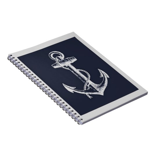 Navy Blue en Gray Anchor Notitieboek (Rechterzijde)