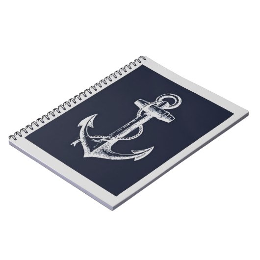 Navy Blue en Gray Anchor Notitieboek (Linkerzijde)