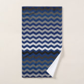 Navy Blue en Gray Chevron Stripes Bad Handdoek (Handdoek)
