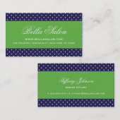 Navy Blue en Green Schattigee moderne Polka Dots Visitekaartje (Voorkant / Achterkant)
