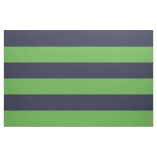 Navy Blue en Green Wide Stripes op grote schaal Stof