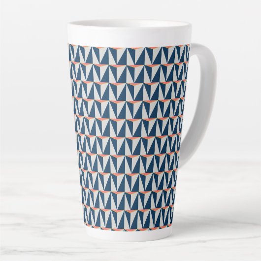 Navy Blue en Grey Geometric Latte Mok (Rechterhoek)