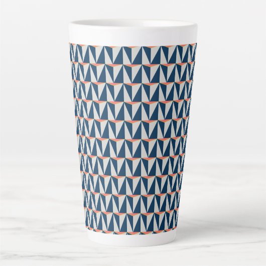 Navy Blue en Grey Geometric Latte Mok (Voorkant)