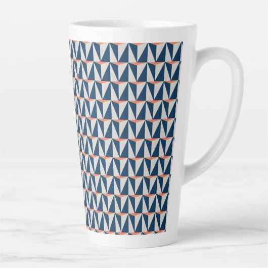 Navy Blue en Grey Geometric Latte Mok (Rechts)