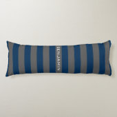 Navy Blue en Grey Rugby Stripes met aangepaste naa Lichaamskussen (Voorkant)