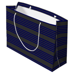 Navy blue en houtskool met vijf strepen groot cadeauzakje
