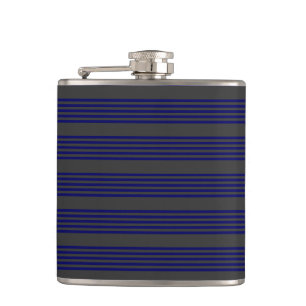 Navy blue en houtskool met vijf strepen heupfles