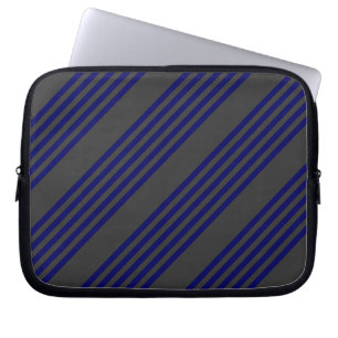 Navy blue en houtskool met vijf strepen laptop sleeve