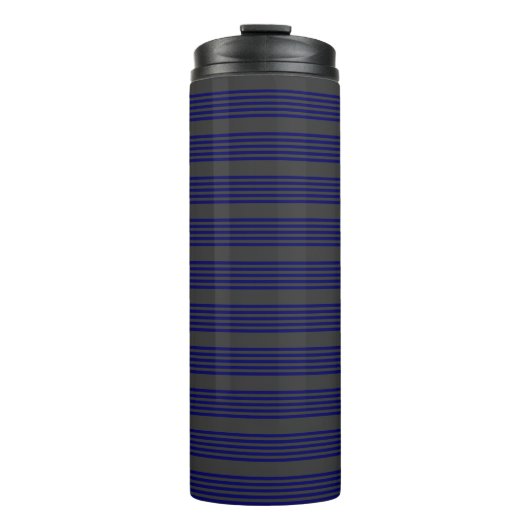 Navy blue en houtskool met vijf strepen thermosbeker (Voorkant)