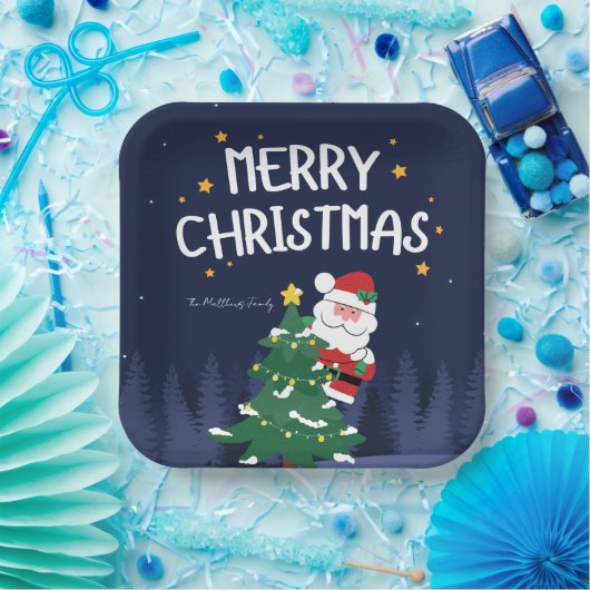 Navy Blue en kerstmis Papieren Bordje (Feest)