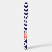 Navy Blue en koraal Chevron Custom Monogram Case-Mate iPhone Case (Achterkant / Rechts)