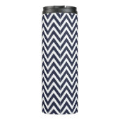 Navy Blue en koraal Chevron Monogram Thermosbeker (Achterkant)