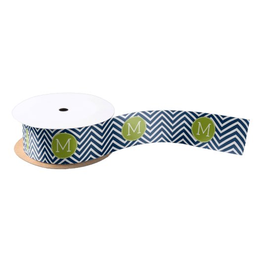 Navy Blue en Lime Green Chevrons Custom Monogram Lint (Spoel)