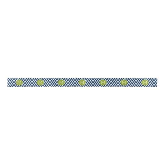 Navy Blue en Lime Green Chevrons Custom Monogram Lint (Voorkant)