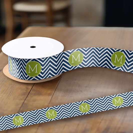 Navy Blue en Lime Green Chevrons Custom Monogram Lint