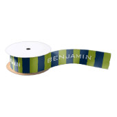Navy Blue en Lime Green Rugby Stripes Custom Name Lint (Spoel)