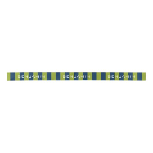 Navy Blue en Lime Green Rugby Stripes Custom Name Lint (Voorkant)