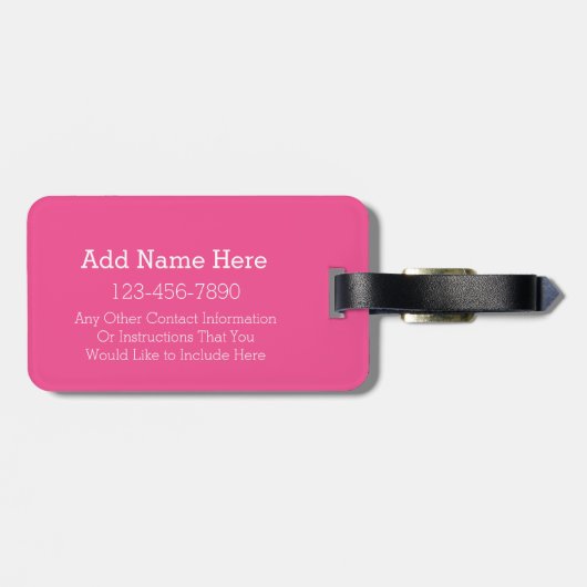 Navy Blue en Magenta Chevrons Custom Monogram Bagagelabel (Achterkant horizontaal)