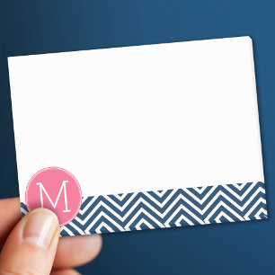 Navy Blue en Magenta Chevrons Custom Monogram Post-it® Notes