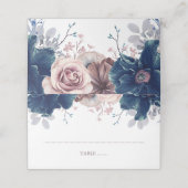 Navy Blue en Mauve Bloemenbruiloft (Buitenkant ongevouwen)