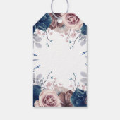 Navy Blue en Mauve Bloemenbruiloft Cadeaulabel (Achterkant)
