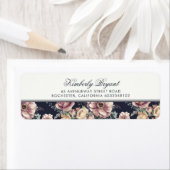 Navy Blue en Mauve Floral Etiket (Insitu)