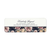 Navy Blue en Mauve Floral Etiket (Voorkant)