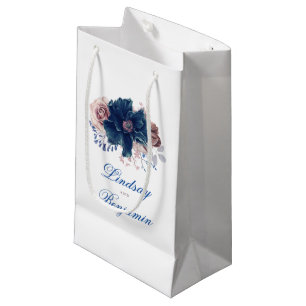 Navy Blue en Mauve Floral Waterverf Elegant Klein Cadeauzakje
