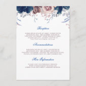 Navy Blue en Mauve trouwinformatie Gast Informatiekaartje (Voorkant)
