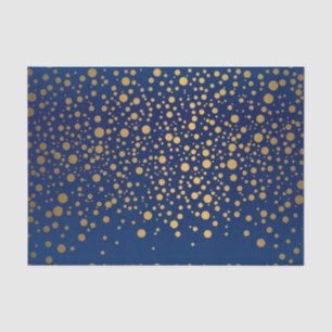 Navy Blue en Metallic Gold Confetti Tissuepapier
