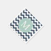 Navy Blue en Mint Green Chevron Custom Monogram Servet (Hoek)