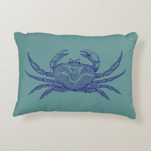 Navy Blue en Ocean Green Zee Crab Accent Kussen